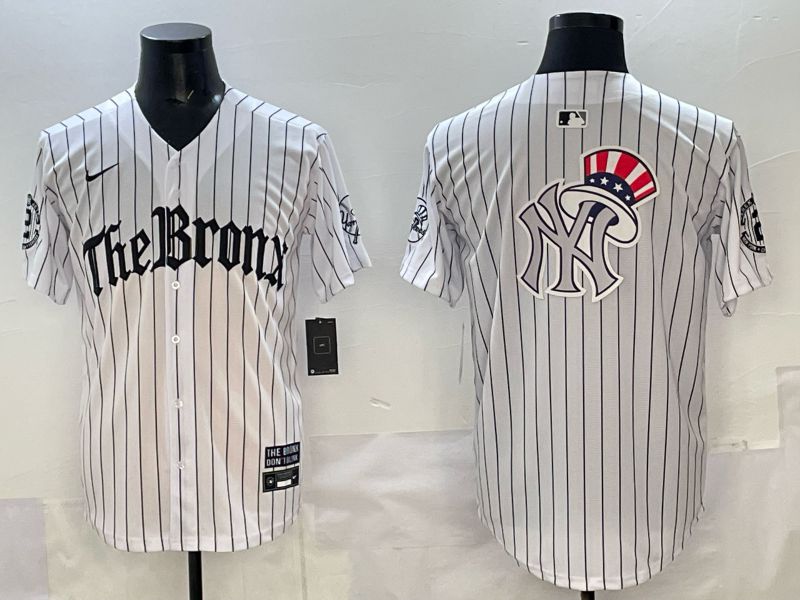 Men 2025 New York Yankees Blank White Stripe Five generations Joint Name Nike MLB Jersey style 011->new york yankees->MLB Jersey